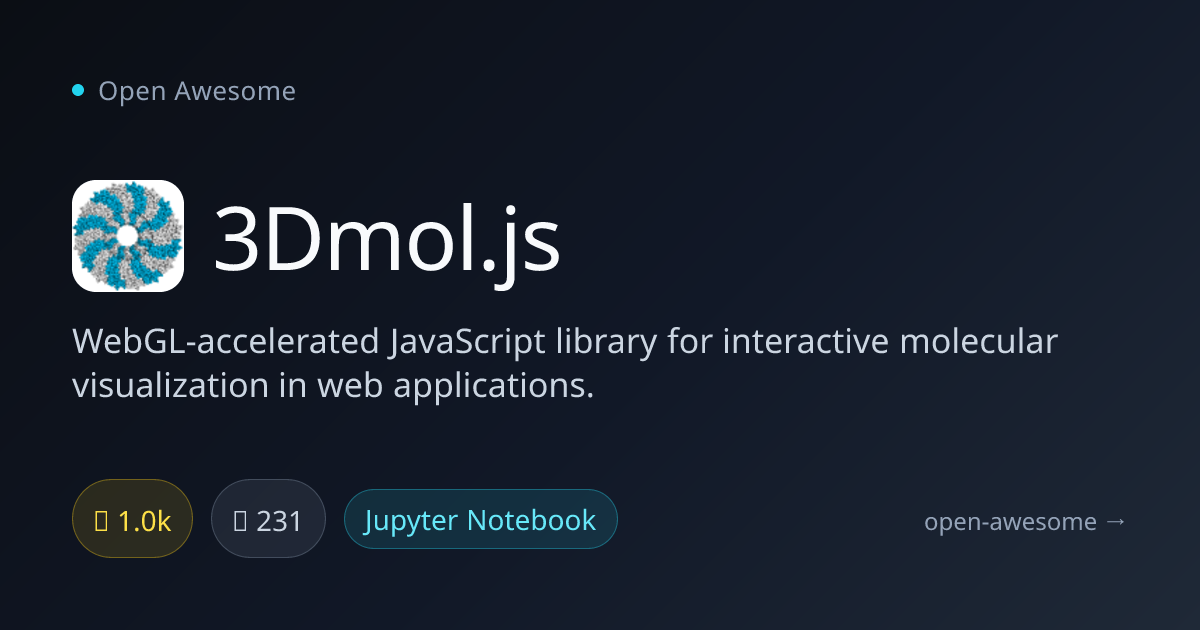 3Dmol.js — WebGL Molecular Visualization | Open Awesome