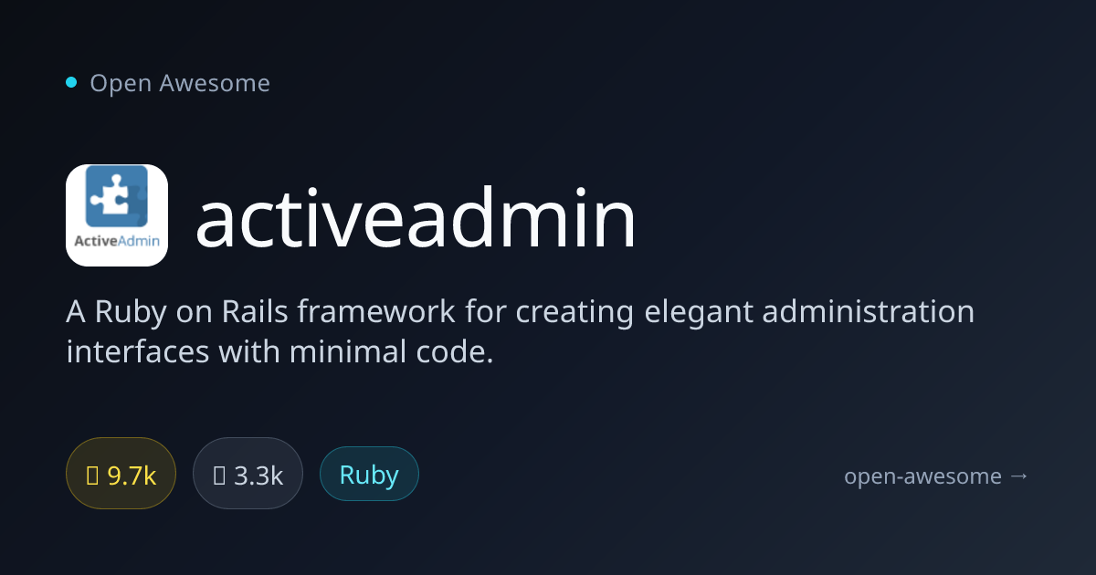 activeadmin — Rails Admin Interface Framework | Open Awesome