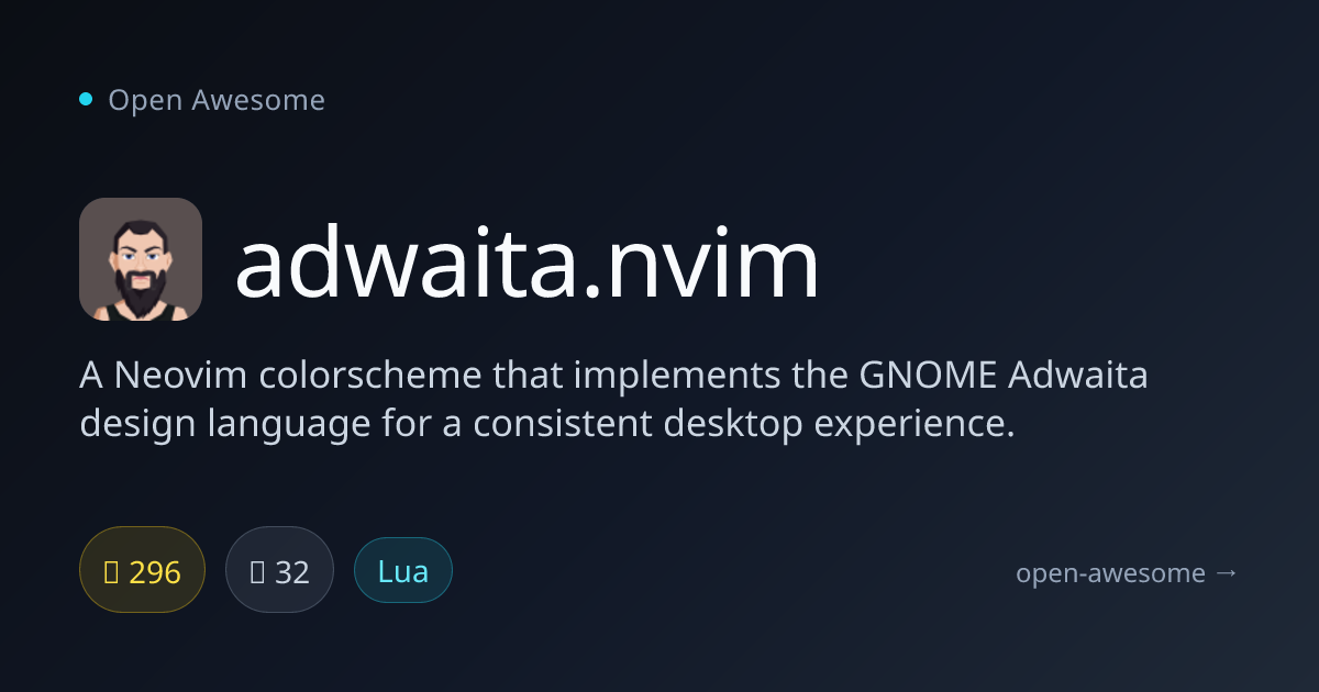 adwaita.nvim — GNOME Adwaita Neovim Colorscheme | Open Awesome