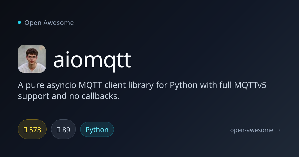 aiomqtt — Async Python MQTTv5 Client | Open Awesome