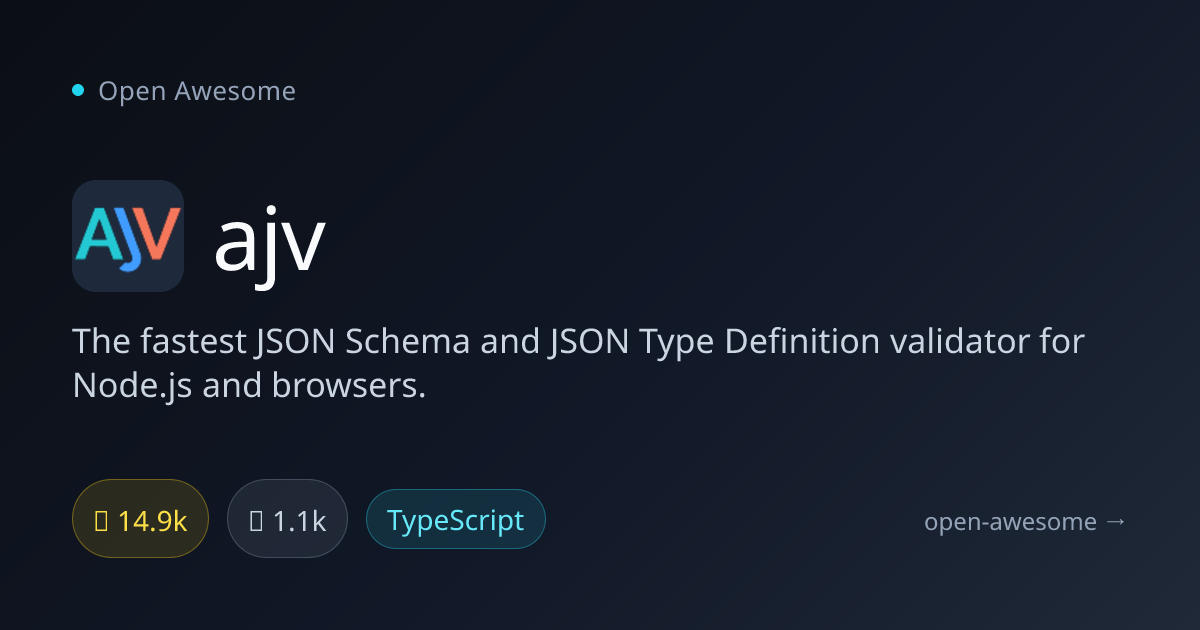 ajv — Fast JSON Schema Validator | Open Awesome