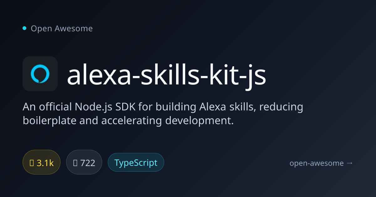 alexa-skills-kit-js — Node.js SDK for Alexa Skills | Open Awesome