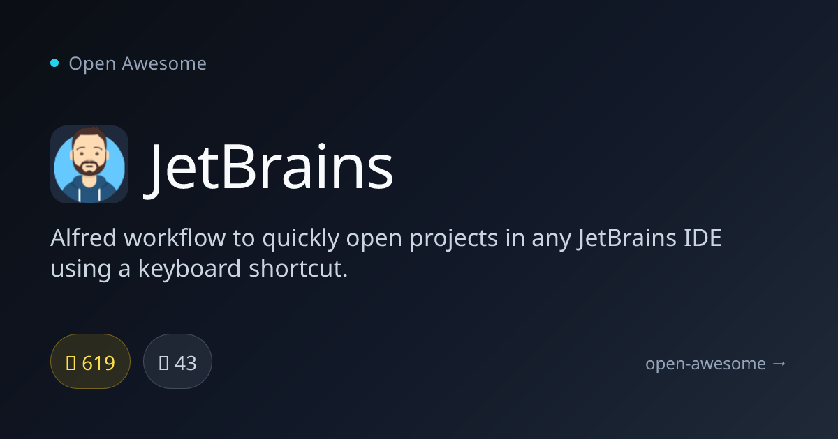 JetBrains — Alfred Workflow for JetBrains IDEs | Open Awesome