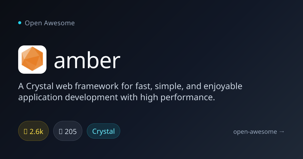 amber — Crystal Web Framework | Open Awesome