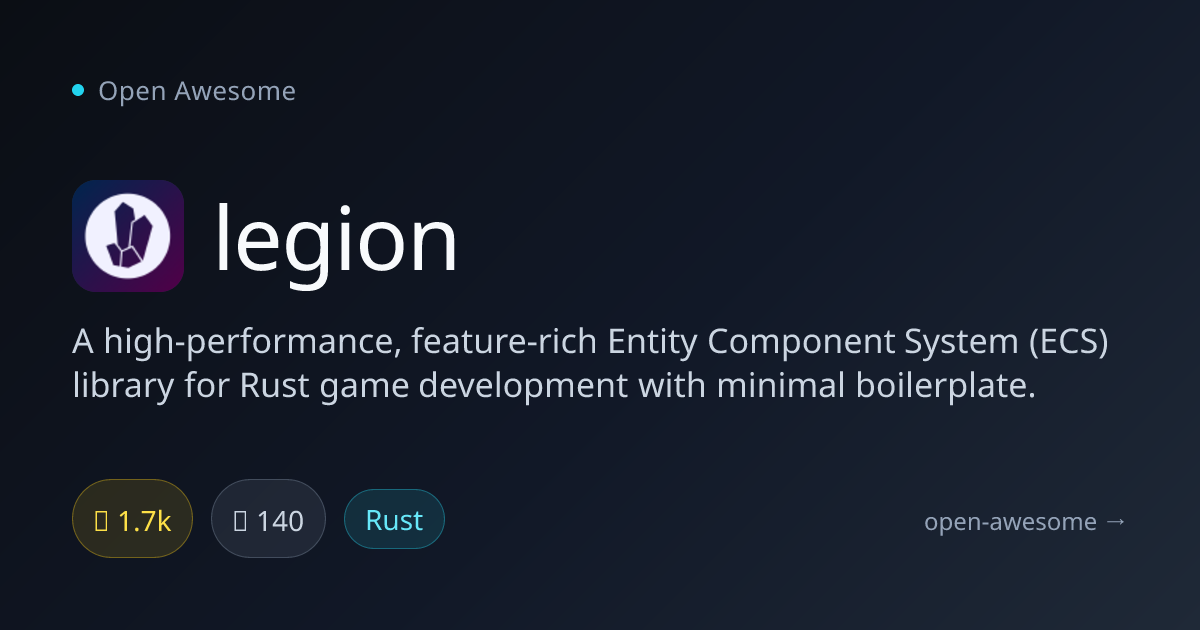 legion — Rust Entity Component System | Open Awesome