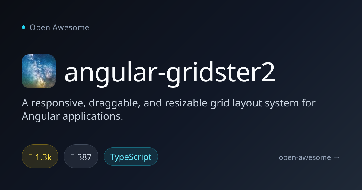 angular-gridster2 — Responsive Grid Layout for Angular | Open Awesome