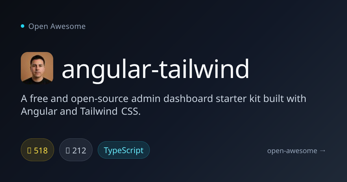 angular-tailwind — Angular Admin Dashboard Starter | Open Awesome