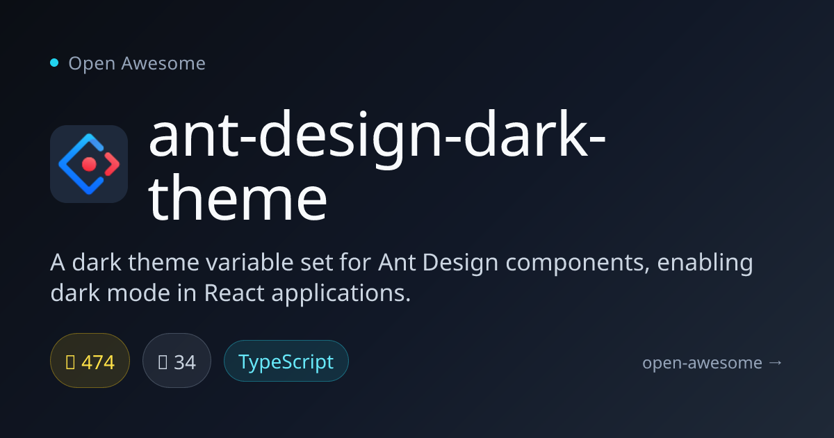 ant-design-dark-theme — Ant Design Dark Mode Theme | Open Awesome