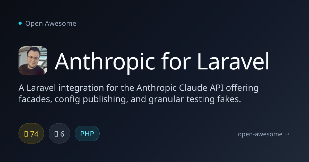 Anthropic for Laravel — Laravel Claude API Integration | Open Awesome