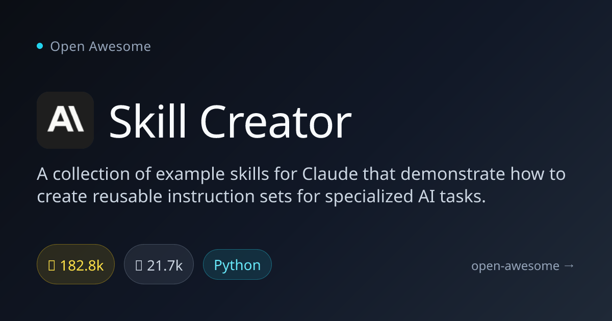 Skill Creator — Reusable AI Instruction Sets | Open Awesome