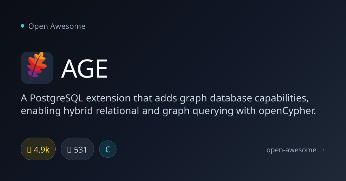AGE — Graph Database Extension for PostgreSQL | Open Awesome