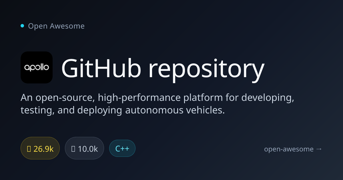 GitHub repository — Autonomous Vehicle Platform | Open Awesome