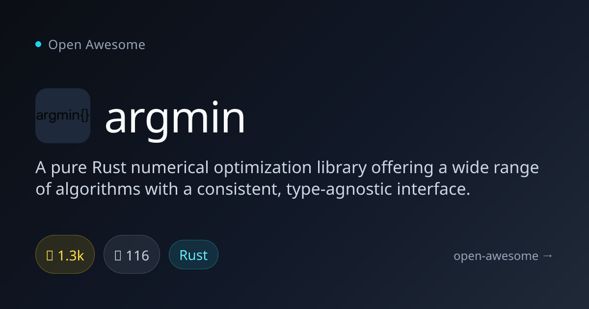 argmin — Rust Numerical Optimization Library | Open Awesome