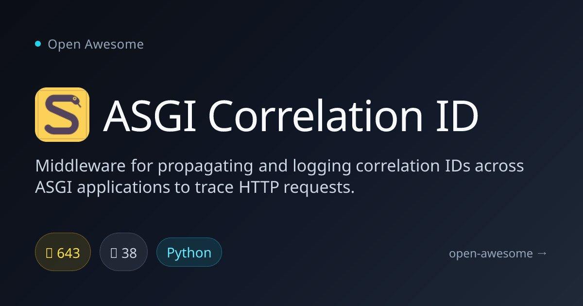 ASGI Correlation ID — ASGI Request Tracing Middleware | Open Awesome