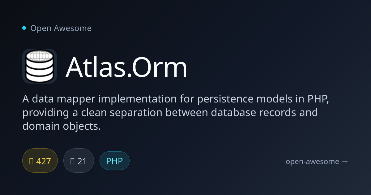 Atlas.Orm — PHP Data Mapper for Persistence | Open Awesome
