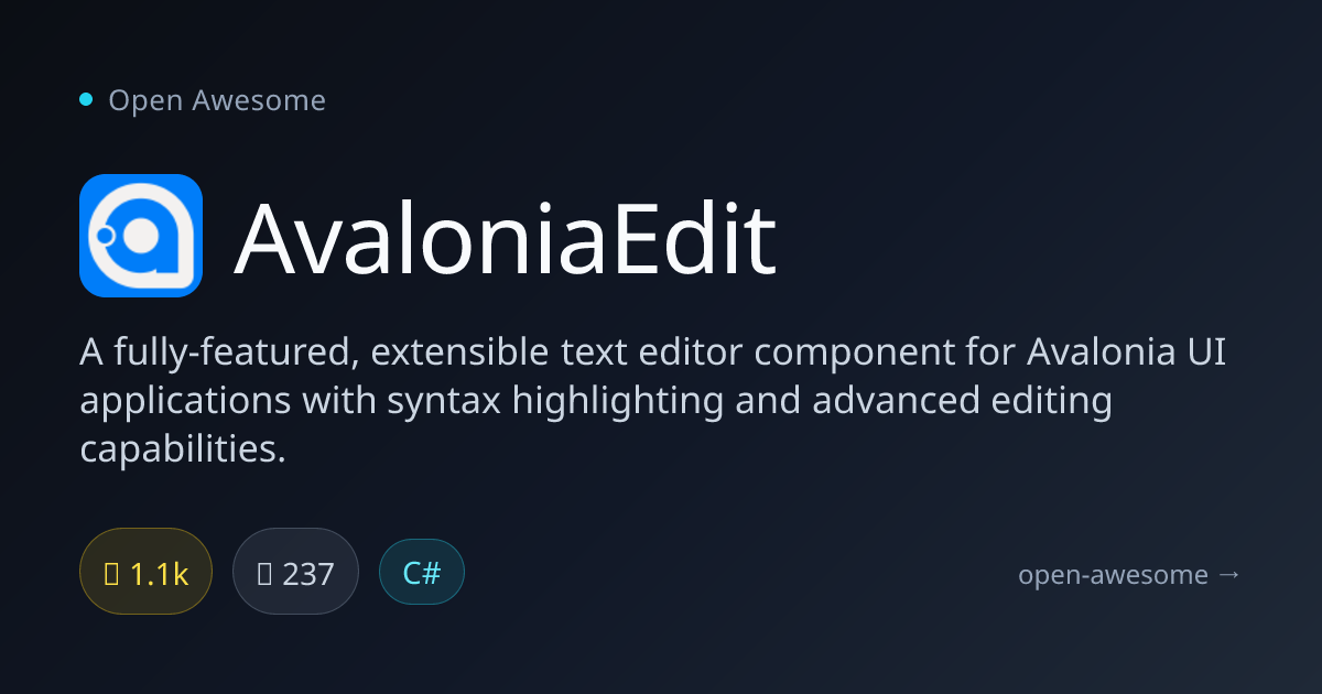 AvaloniaEdit — Text Editor for Avalonia UI | Open Awesome