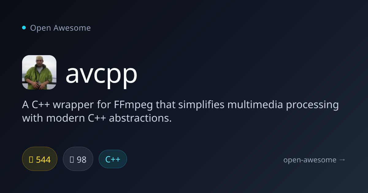 avcpp — C++ Wrapper for FFmpeg | Open Awesome
