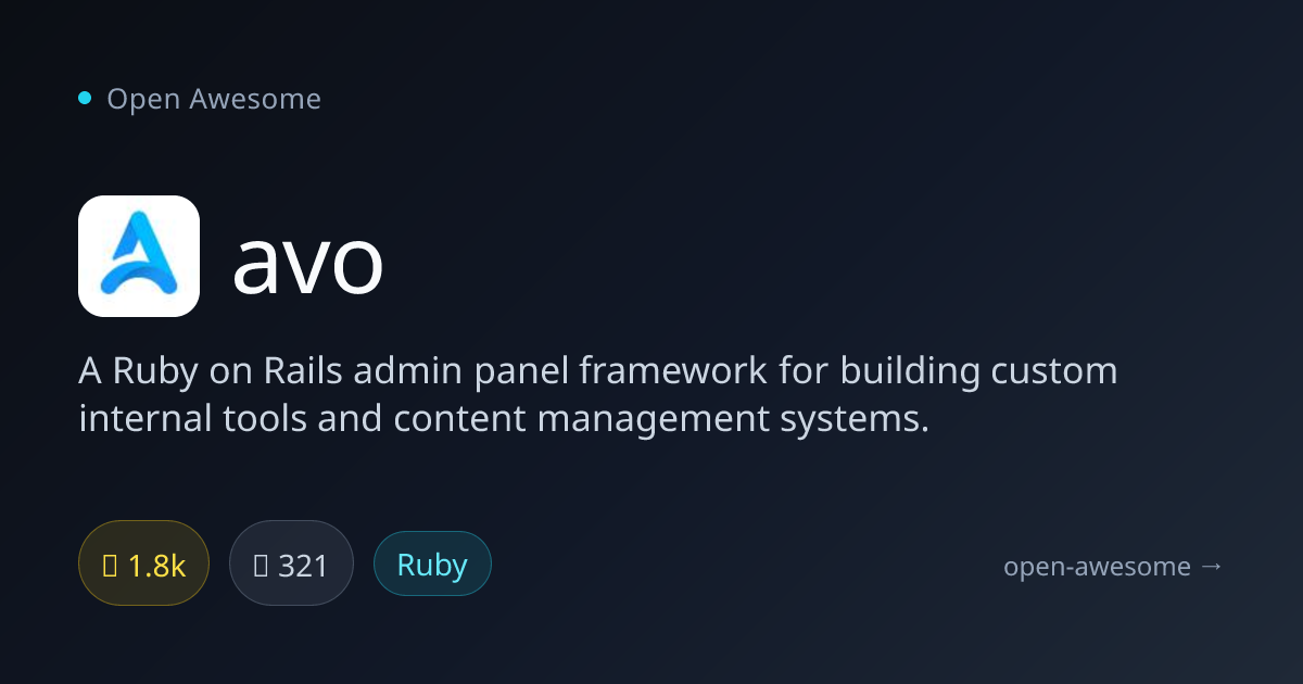 avo — Ruby on Rails Admin Panel Framework | Open Awesome