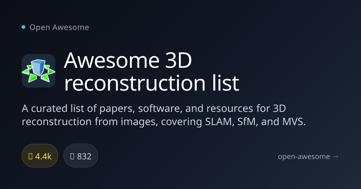 Awesome 3D reconstruction list — Curated 3D Reconstruction Resources ...