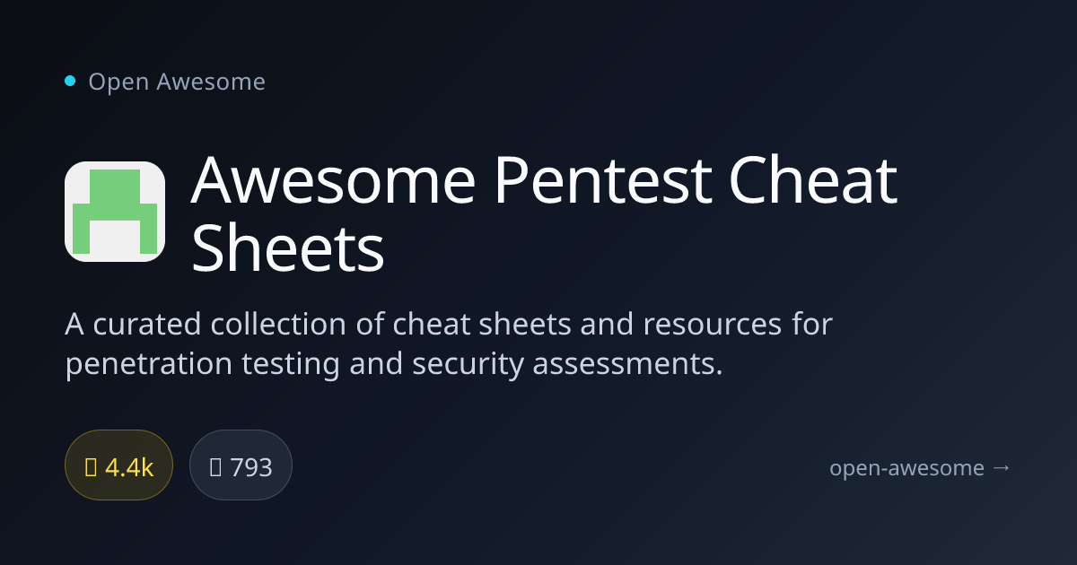 Awesome Pentest Cheat Sheets — Penetration Testing Cheat Sheets | Open ...