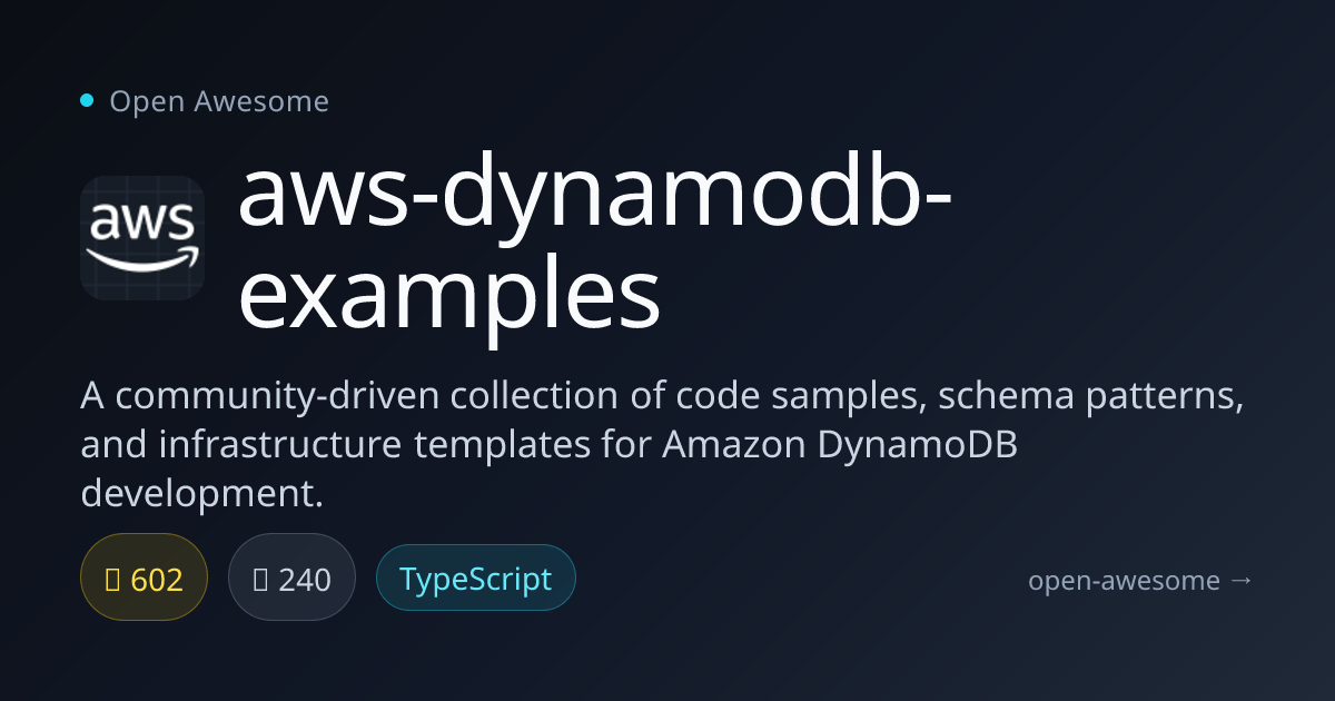 aws-dynamodb-examples — Amazon DynamoDB Code Samples | Open Awesome