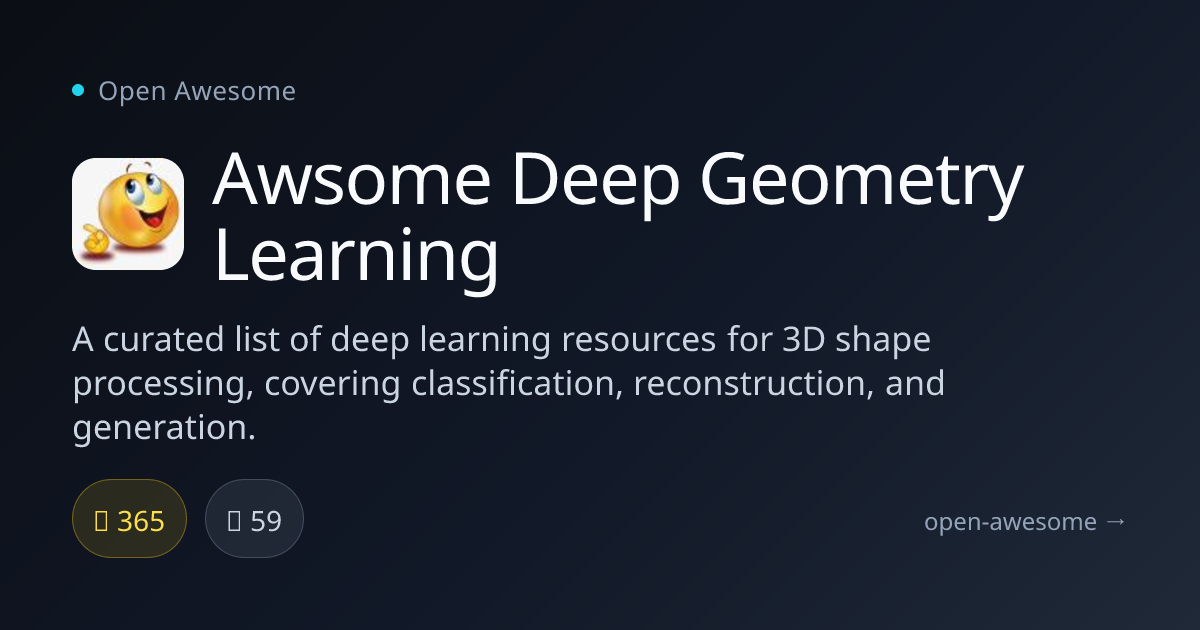 Awsome Deep Geometry Learning — Deep Learning for 3D Shapes | Open Awesome