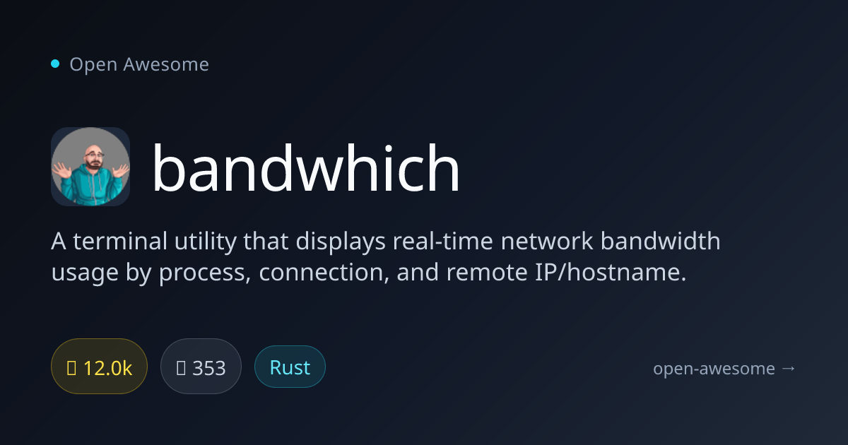 bandwhich — Real-Time Network Bandwidth Monitor | Open Awesome