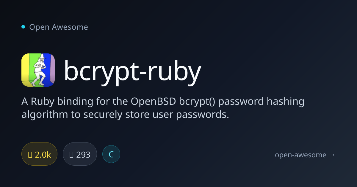 bcrypt-ruby — Ruby Binding for OpenBSD Bcrypt | Open Awesome
