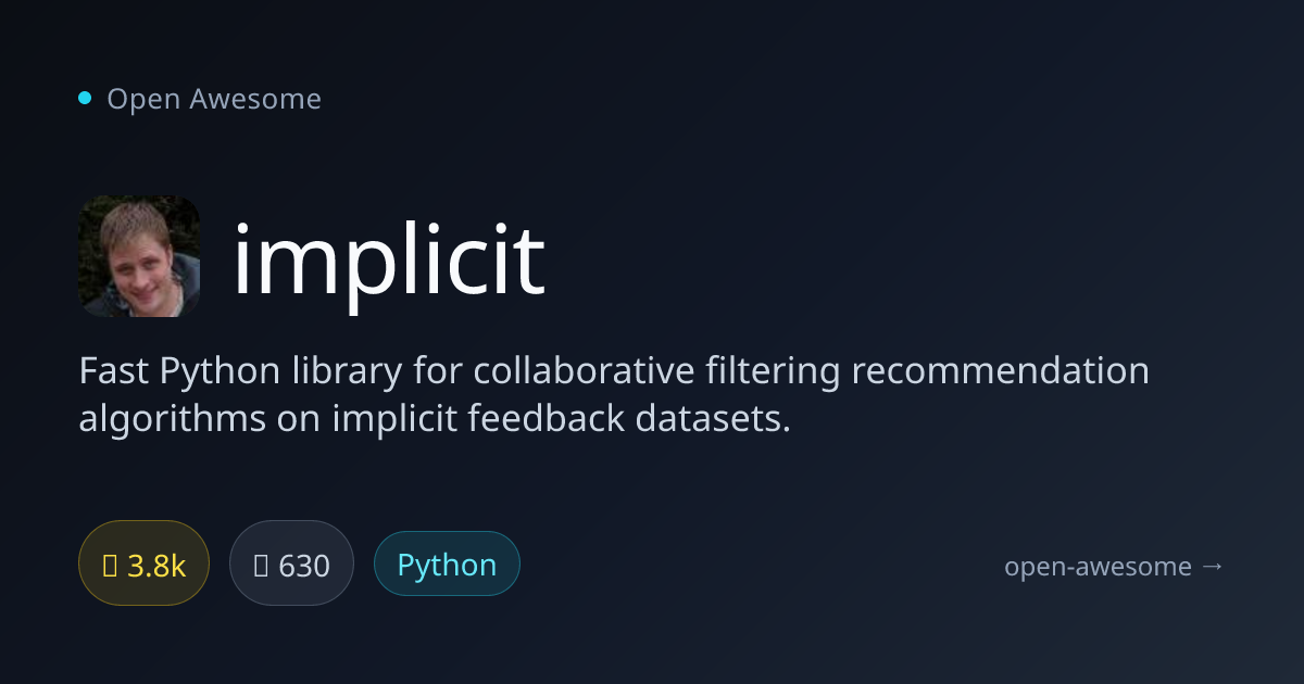 implicit — Python Collaborative Filtering | Open Awesome