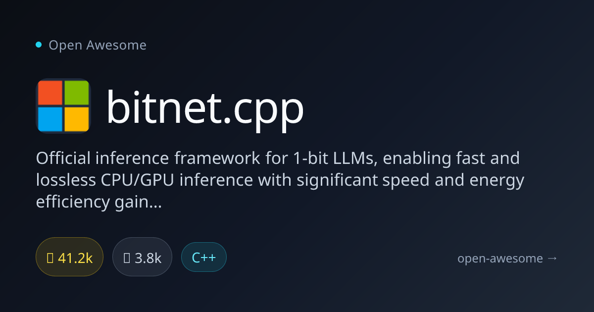 bitnet.cpp — 1-Bit LLM Inference Framework | Open Awesome