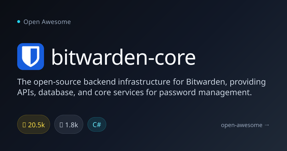 bitwarden-core — Open-Source Password Backend | Open Awesome