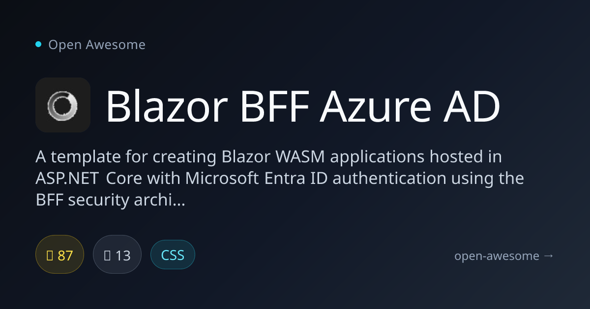 Blazor BFF Azure AD — Blazor WASM BFF Azure AD Template | Open Awesome