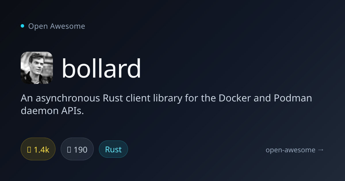 bollard — Rust Docker/Podman Client | Open Awesome