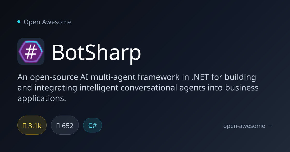 BotSharp — .NET AI Multi-Agent Framework | Open Awesome