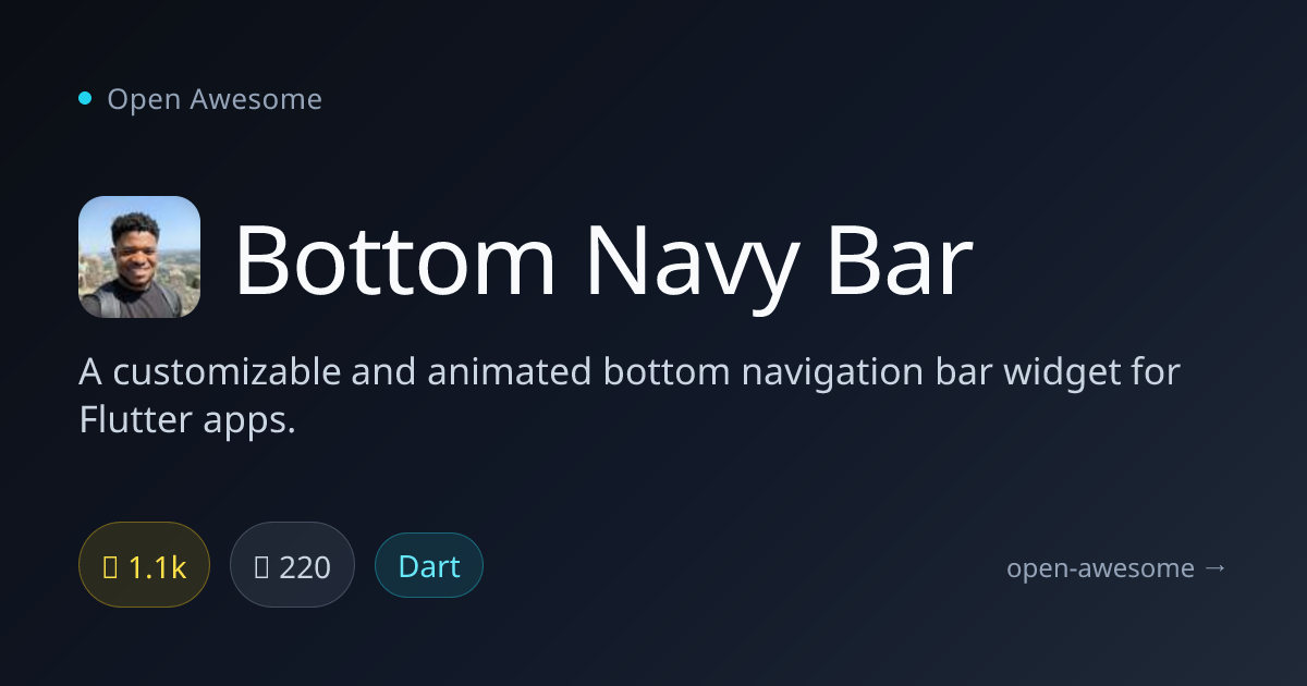 Bottom Navy Bar — Animated Flutter Navigation Bar | Open Awesome