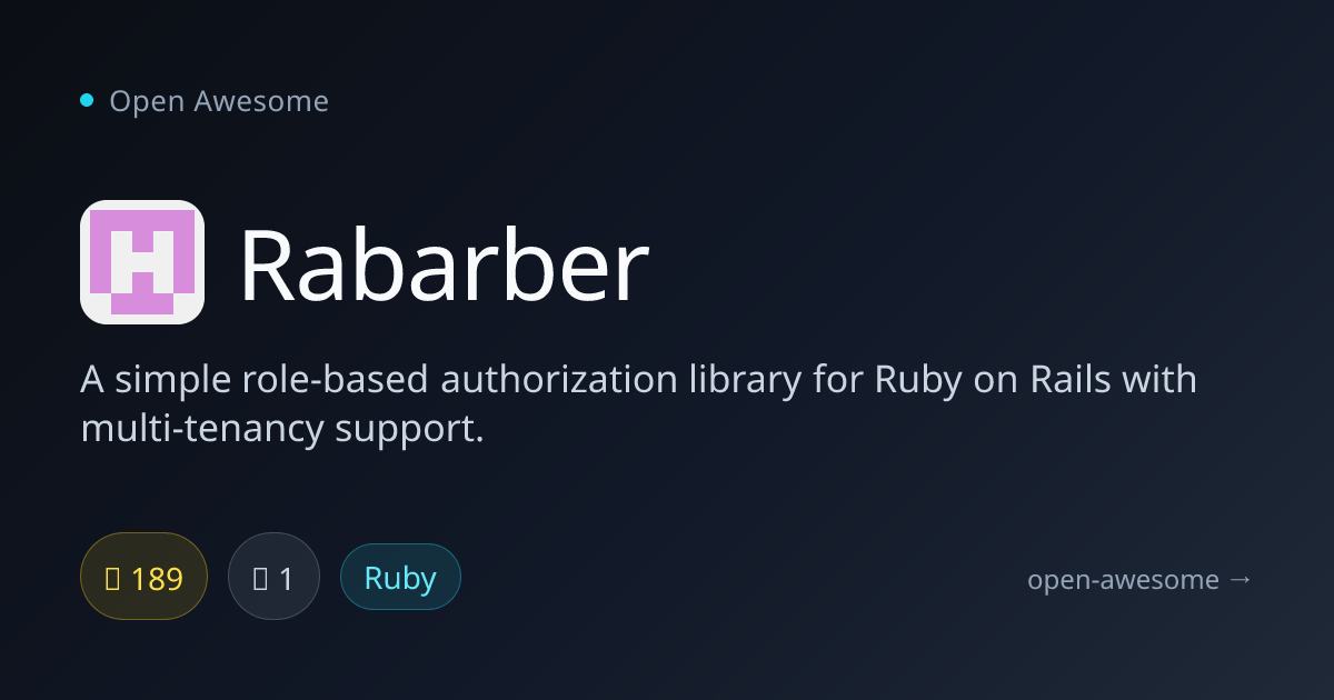 Rabarber — Rails Role-Based Authorization Library | Open Awesome