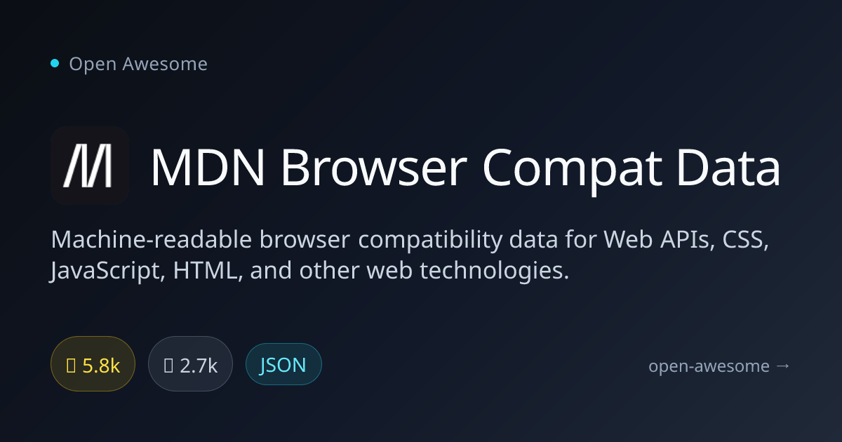 MDN Browser Compat Data — Browser Compatibility Data | Open Awesome