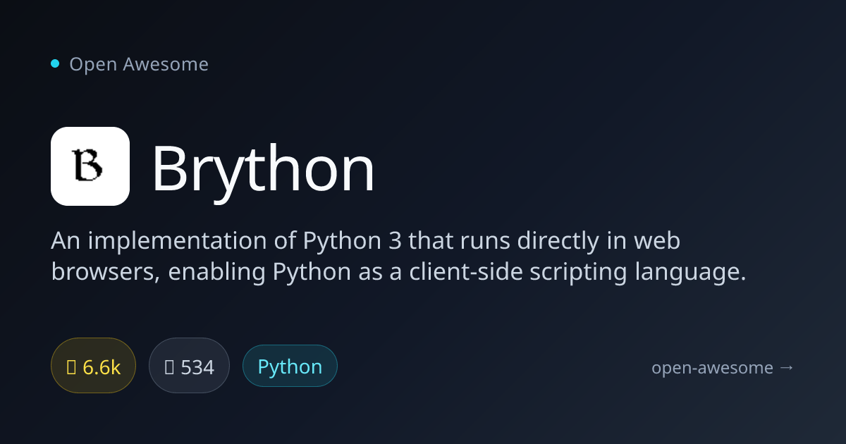 Brython — Python 3 in Web Browsers | Open Awesome