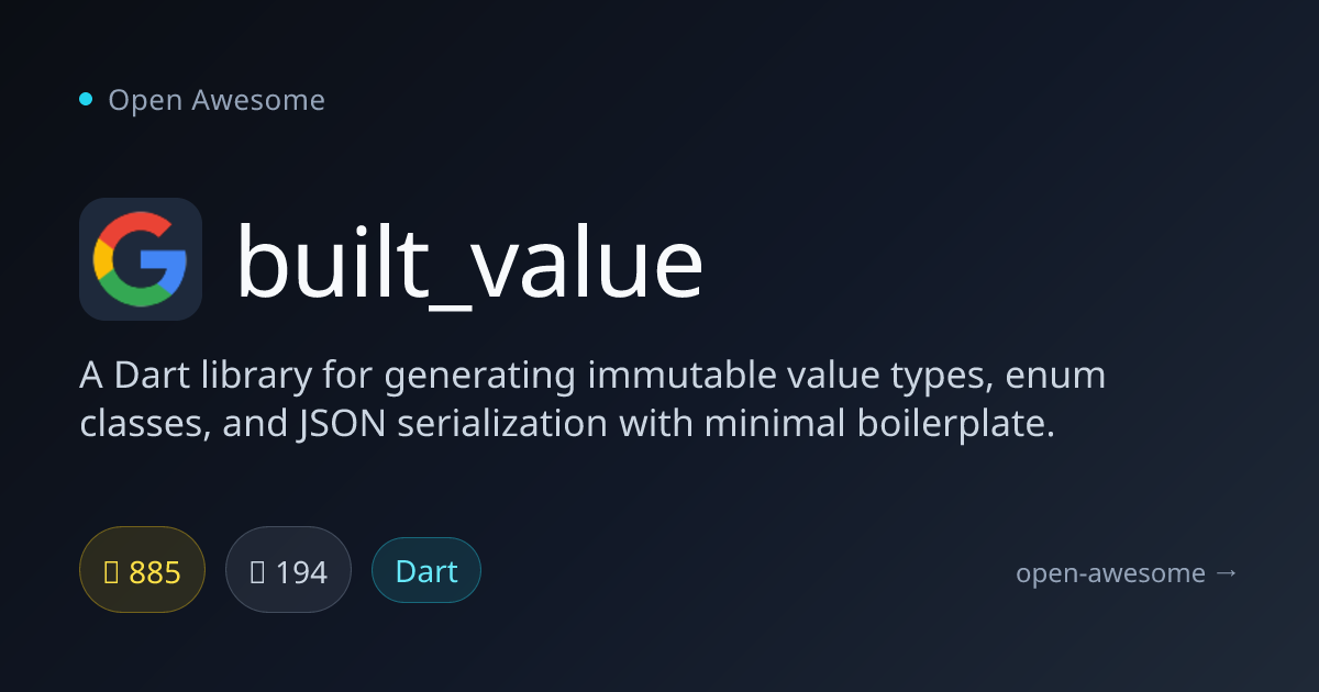 built_value — Immutable Value Types for Dart | Open Awesome