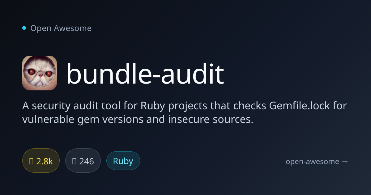 bundle-audit — Ruby Gem Security Audit Tool | Open Awesome