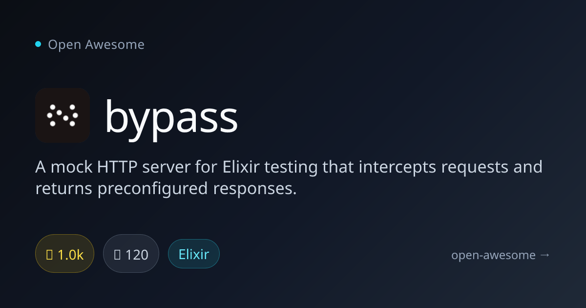 bypass — Mock HTTP Server for Elixir Testing | Open Awesome
