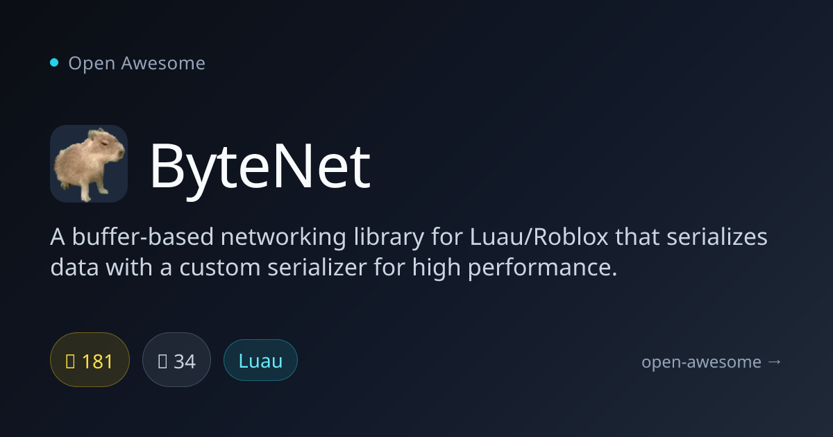ByteNet — Luau/Roblox Buffer Networking Library | Open Awesome