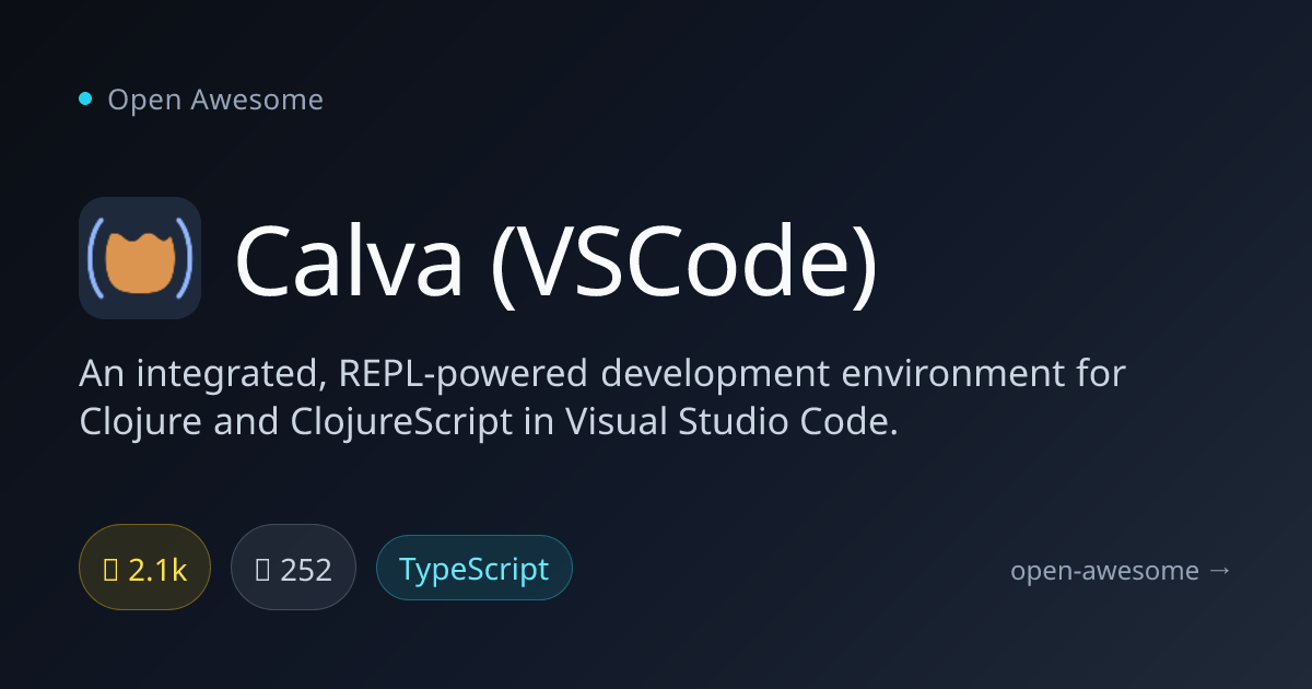 Calva (VSCode) — Clojure IDE for VSCode | Open Awesome