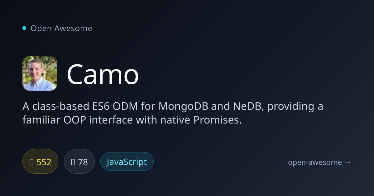 Camo — ES6 ODM for MongoDB & NeDB | Open Awesome