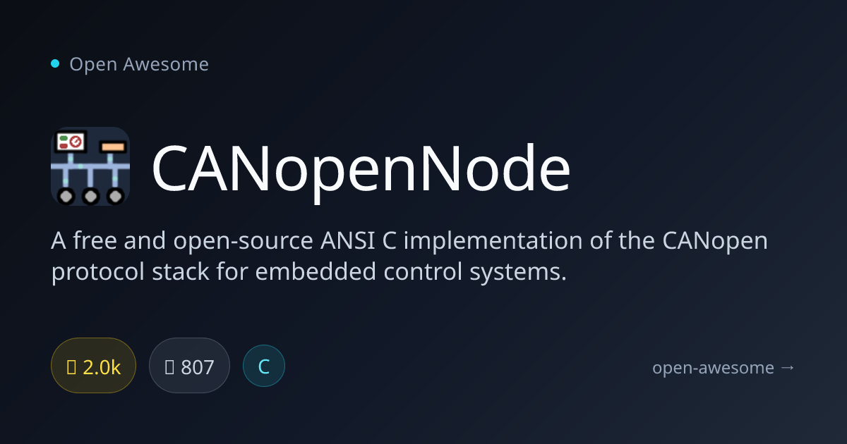 CANopenNode — C CANopen Stack for Embedded Systems | Open Awesome