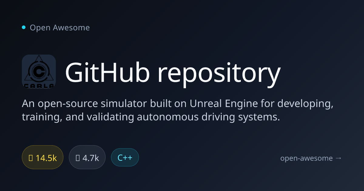 GitHub repository — Autonomous Driving Simulator | Open Awesome