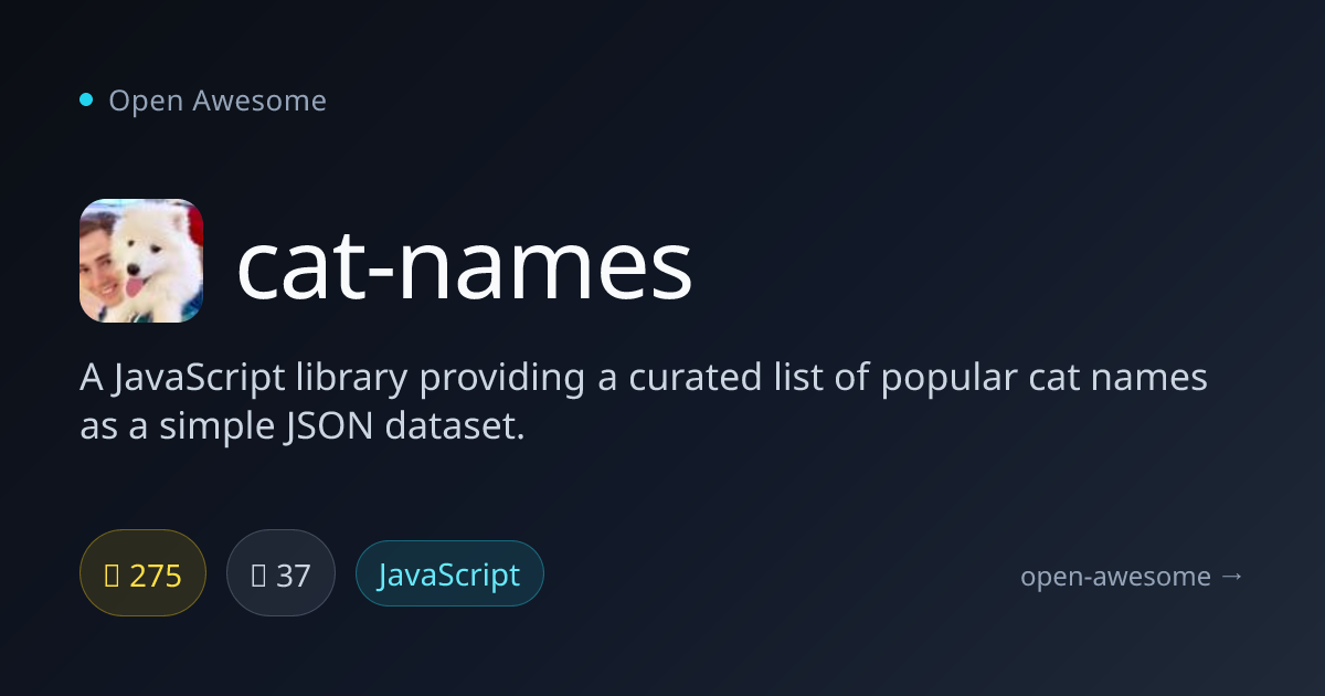 cat-names — Popular Cat Names JSON Dataset | Open Awesome