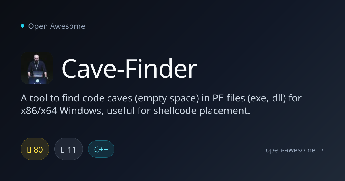 Cave-Finder — PE File Code Cave Detection Tool | Open Awesome