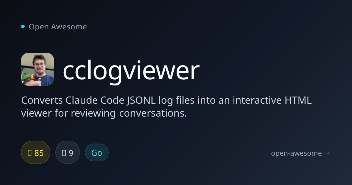 cclogviewer — Claude Code Log HTML Viewer | Open Awesome