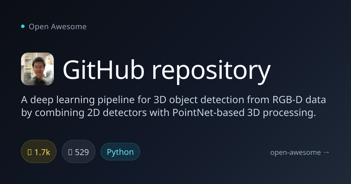 GitHub repository — 3D Object Detection Pipeline | Open Awesome